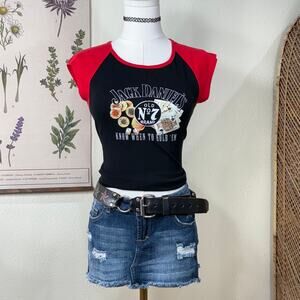 90s Y2k Jack Daniels Poker Tee Grunge Rockstar Girlfriend Trashy McBling Bimbo S